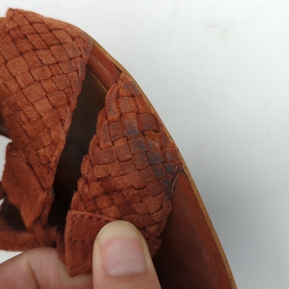 Zara Braided Lace Up Suede Stiletto Heels Brunt Orange 38/7.5 summer bohemian - Picture 10 of 12